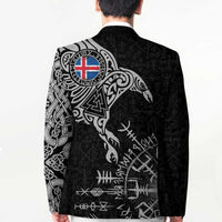 Iceland Viking Ravens Blazer Vegvisir Runes Pattern - Wonder Print Shop