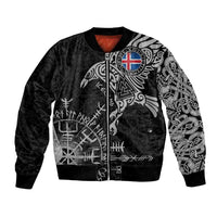 Iceland Viking Ravens Bomber Jacket Vegvisir Runes Pattern - Wonder Print Shop