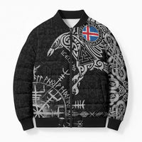 Iceland Viking Ravens Bomber Puffer Jacket Vegvisir Runes Pattern - Wonder Print Shop