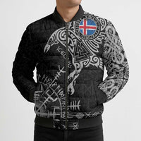 Iceland Viking Ravens Bomber Puffer Jacket Vegvisir Runes Pattern - Wonder Print Shop