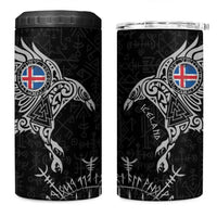Iceland Viking Ravens 4 in 1 Can Cooler Tumbler Vegvisir Runes Pattern - Wonder Print Shop