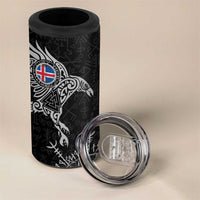 Iceland Viking Ravens 4 in 1 Can Cooler Tumbler Vegvisir Runes Pattern - Wonder Print Shop