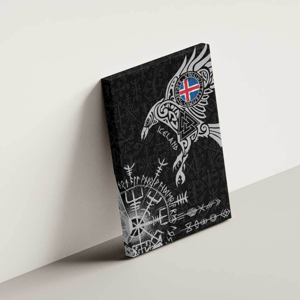 Iceland Viking Ravens Canvas Wall Art Vegvisir Runes Pattern - Wonder Print Shop