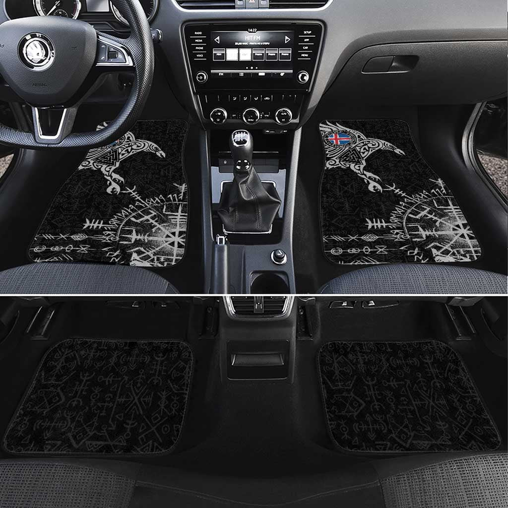 Iceland Viking Ravens Car Mats Vegvisir Runes Pattern - Wonder Print Shop