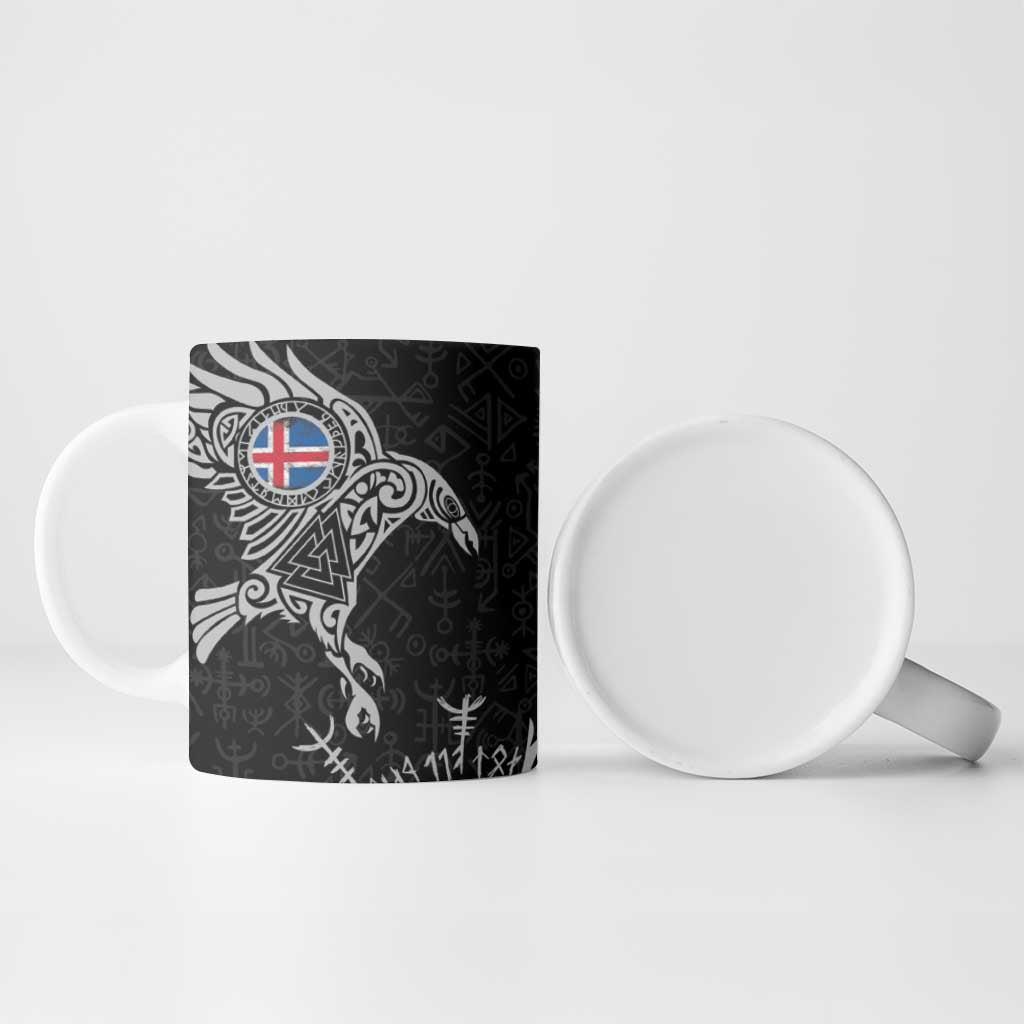 Iceland Viking Ravens Ceramic Mug Vegvisir Runes Pattern - Wonder Print Shop
