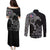 Iceland Viking Ravens Couples Matching Puletasi and Long Sleeve Button Shirt Vegvisir Runes Pattern - Wonder Print Shop