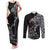 Iceland Viking Ravens Couples Matching Tank Maxi Dress and Long Sleeve Button Shirt Vegvisir Runes Pattern - Wonder Print Shop