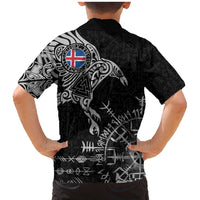 Iceland Viking Ravens Family Matching Mermaid Dress and Hawaiian Shirt Vegvisir Runes Pattern - Wonder Print Shop