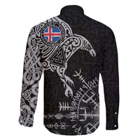 Iceland Viking Ravens Family Matching Off The Shoulder Long Sleeve Dress and Hawaiian Shirt Vegvisir Runes Pattern - Wonder Print Shop
