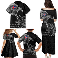 Iceland Viking Ravens Family Matching Puletasi and Hawaiian Shirt Vegvisir Runes Pattern - Wonder Print Shop