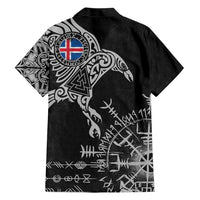 Iceland Viking Ravens Family Matching Short Sleeve Bodycon Dress and Hawaiian Shirt Vegvisir Runes Pattern - Wonder Print Shop