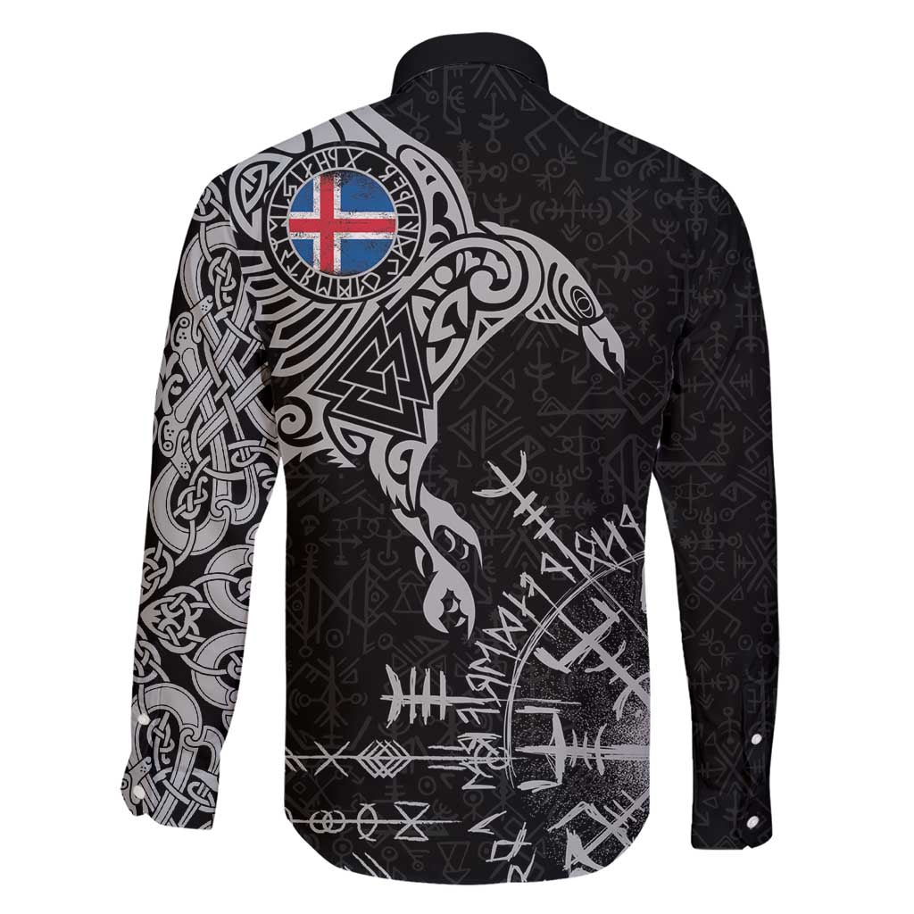 Iceland Viking Ravens Family Matching Short Sleeve Bodycon Dress and Hawaiian Shirt Vegvisir Runes Pattern - Wonder Print Shop
