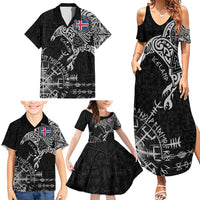 Iceland Viking Ravens Family Matching Summer Maxi Dress and Hawaiian Shirt Vegvisir Runes Pattern - Wonder Print Shop