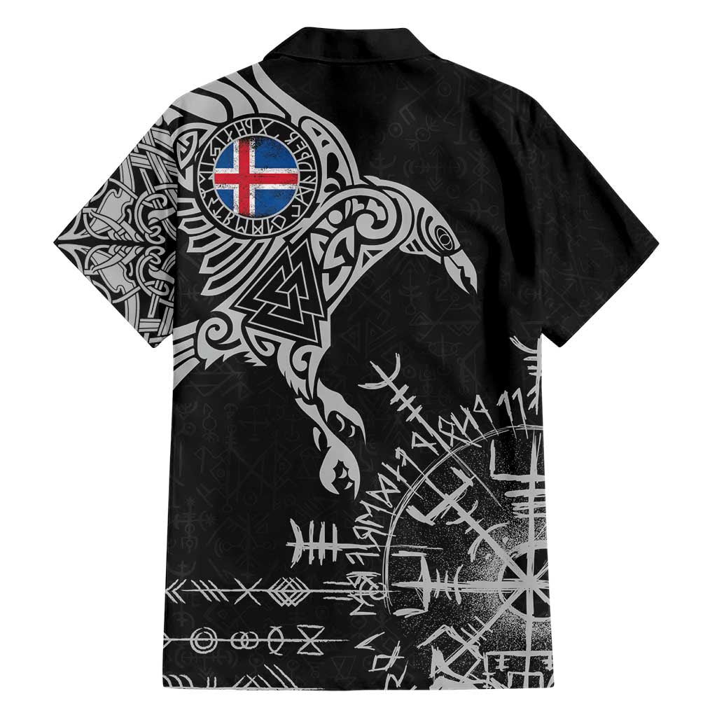 Iceland Viking Ravens Hawaiian Shirt Vegvisir Runes Pattern - Wonder Print Shop