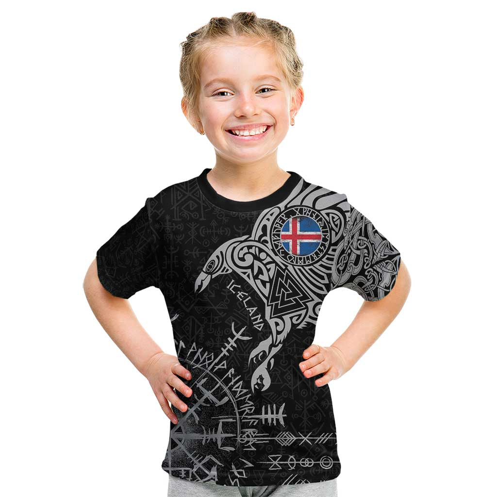 Iceland Viking Ravens Kid T Shirt Vegvisir Runes Pattern - Wonder Print Shop