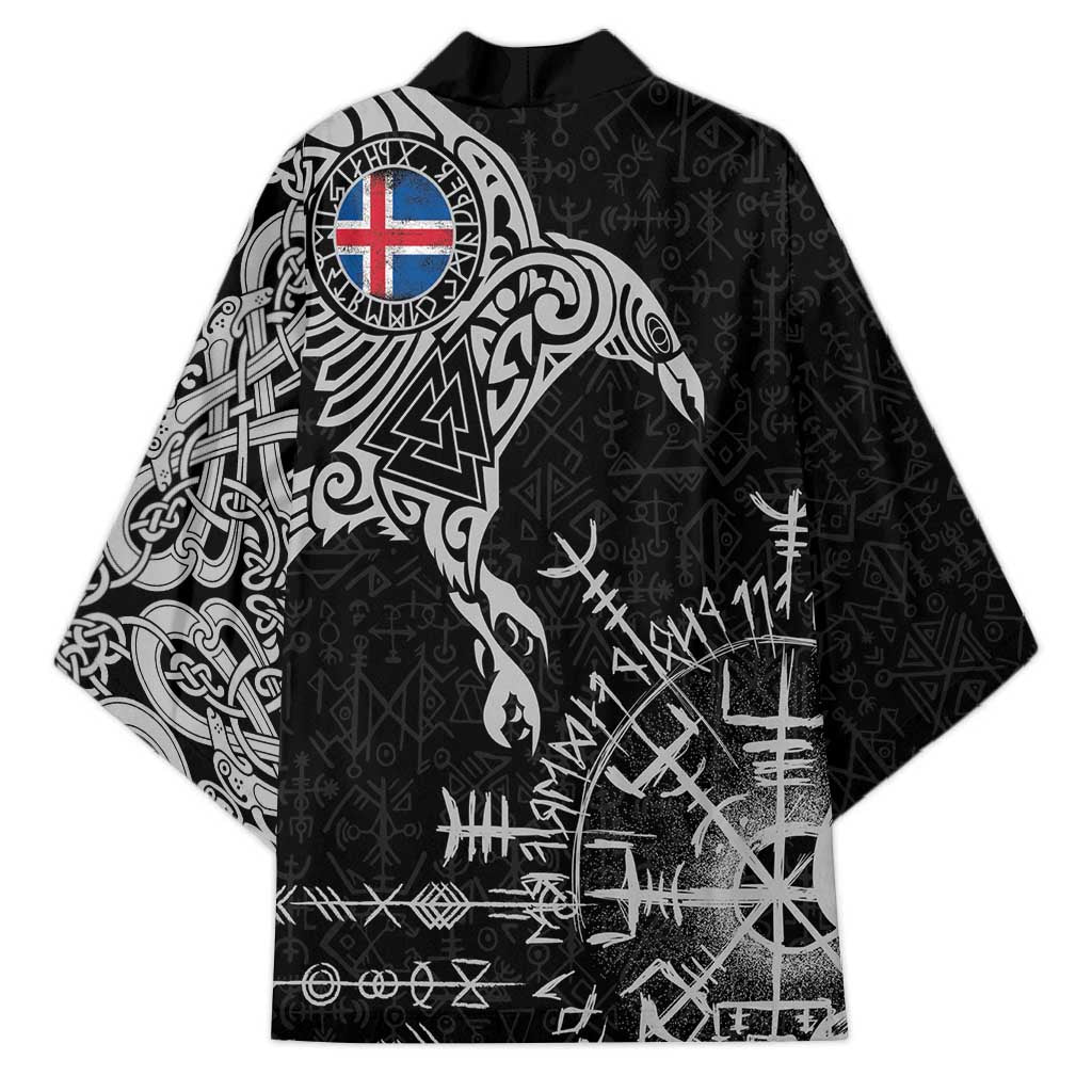 Iceland Viking Ravens Kimono Vegvisir Runes Pattern - Wonder Print Shop