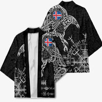 Iceland Viking Ravens Kimono Vegvisir Runes Pattern - Wonder Print Shop