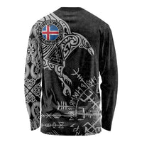 Iceland Viking Ravens Long Sleeve Shirt Vegvisir Runes Pattern - Wonder Print Shop