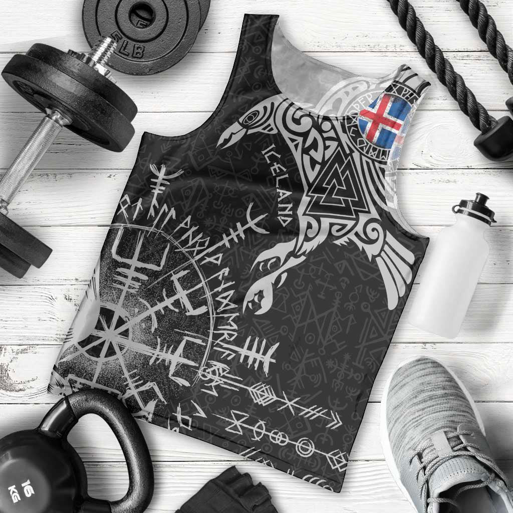 Iceland Viking Ravens Men Tank Top Vegvisir Runes Pattern - Wonder Print Shop