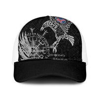 Iceland Viking Ravens Mesh Trucker Cap Vegvisir Runes Pattern - Wonder Print Shop