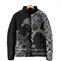 Iceland Viking Ravens Padded Jacket Vegvisir Runes Pattern - Wonder Print Shop