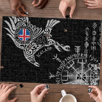 Iceland Viking Ravens Puzzle Vegvisir Runes Pattern - Wonder Print Shop