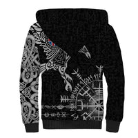 Iceland Viking Ravens Sherpa Hoodie Vegvisir Runes Pattern - Wonder Print Shop