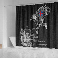 Iceland Viking Ravens Shower Curtain Vegvisir Runes Pattern - Wonder Print Shop