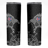 Iceland Viking Ravens Skinny Tumbler Vegvisir Runes Pattern - Wonder Print Shop