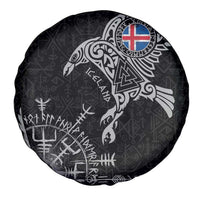 Iceland Viking Ravens Spare Tire Cover Vegvisir Runes Pattern - Wonder Print Shop