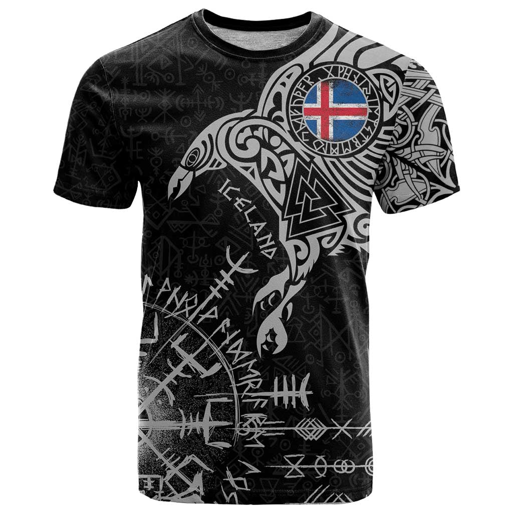 Iceland Viking Ravens T Shirt Vegvisir Runes Pattern - Wonder Print Shop