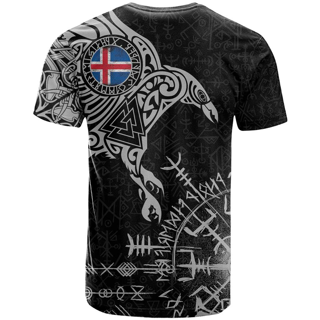 Iceland Viking Ravens T Shirt Vegvisir Runes Pattern - Wonder Print Shop