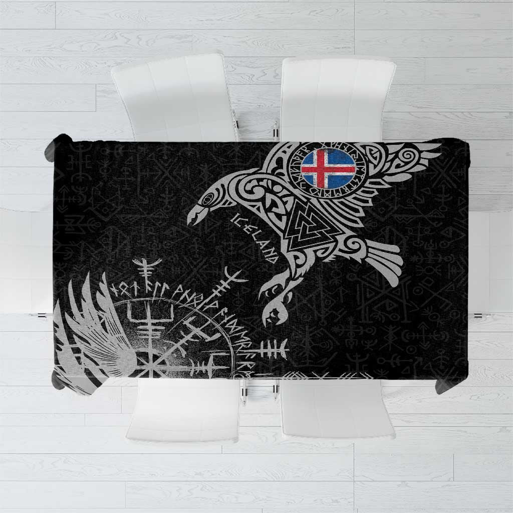 Iceland Viking Ravens Tablecloth Vegvisir Runes Pattern - Wonder Print Shop