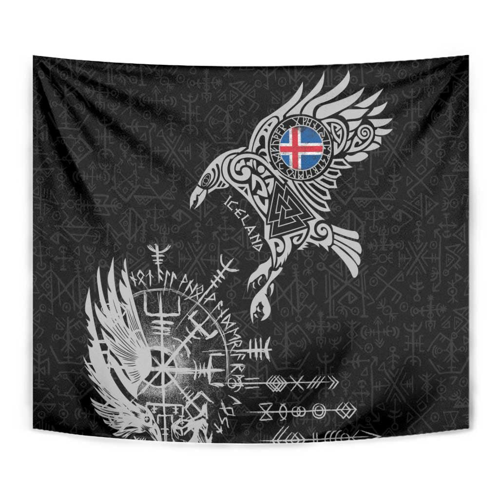 Iceland Viking Ravens Tapestry Vegvisir Runes Pattern - Wonder Print Shop