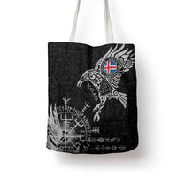 Iceland Viking Ravens Tote Bag Vegvisir Runes Pattern - Wonder Print Shop