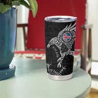 Iceland Viking Ravens Tumbler Cup Vegvisir Runes Pattern - Wonder Print Shop