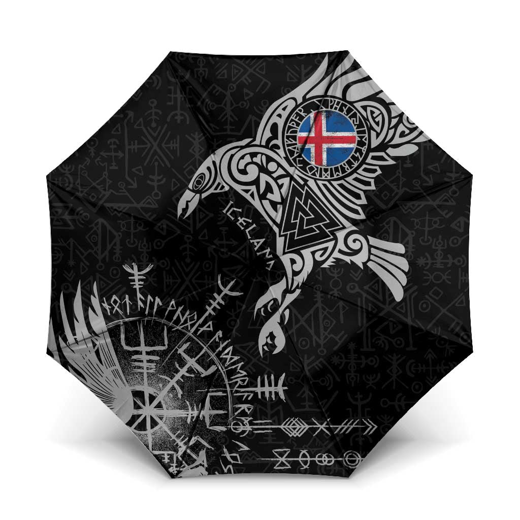 Iceland Viking Ravens Umbrella Vegvisir Runes Pattern - Wonder Print Shop