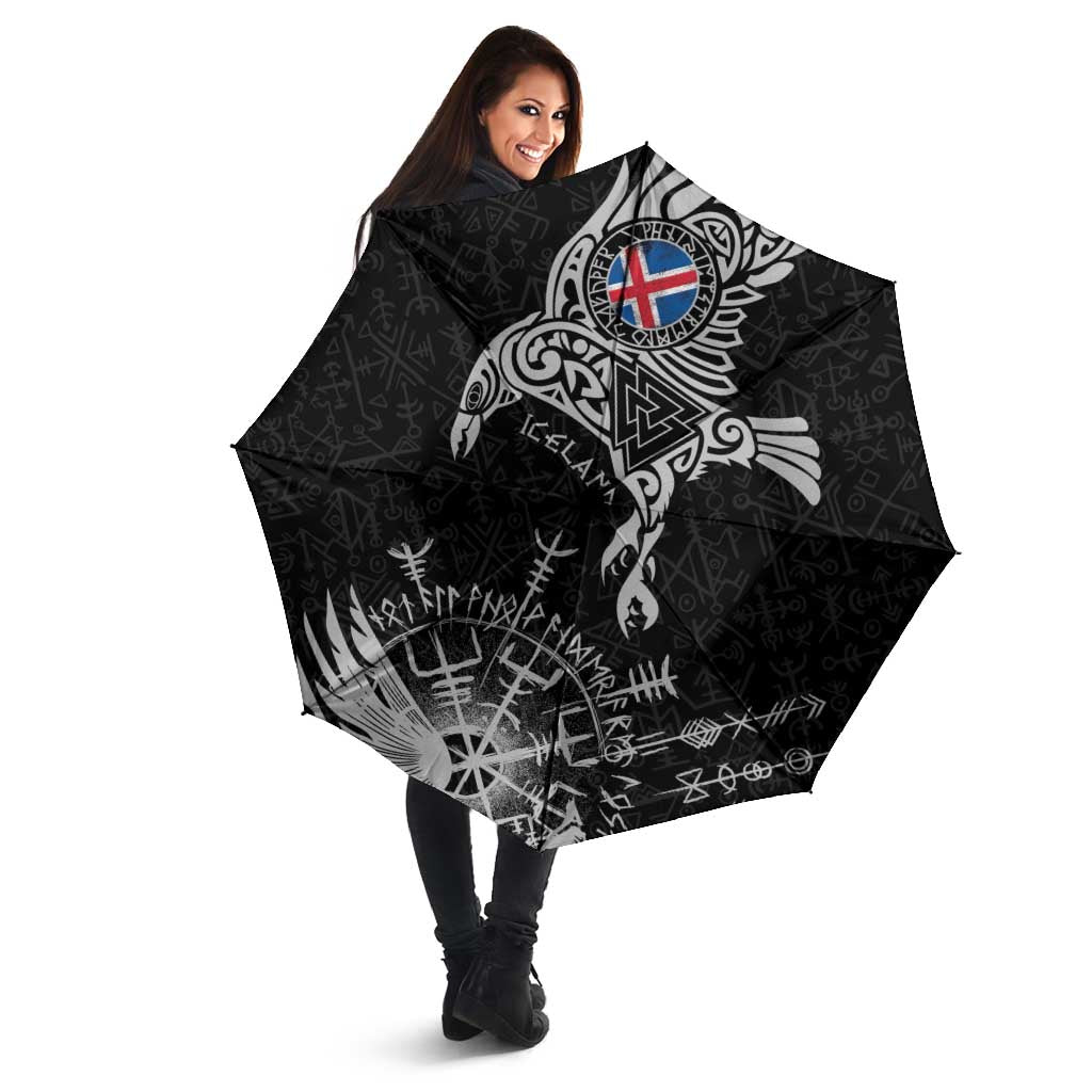 Iceland Viking Ravens Umbrella Vegvisir Runes Pattern - Wonder Print Shop