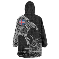 Iceland Viking Ravens Wearable Blanket Hoodie Vegvisir Runes Pattern - Wonder Print Shop