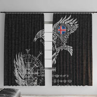Iceland Viking Ravens Window Curtain Vegvisir Runes Pattern - Wonder Print Shop