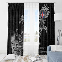 Iceland Viking Ravens Window Curtain Vegvisir Runes Pattern - Wonder Print Shop