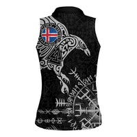 Iceland Viking Ravens Women Sleeveless Polo Shirt Vegvisir Runes Pattern - Wonder Print Shop