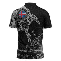 Iceland Viking Ravens Zipper Polo Shirt Vegvisir Runes Pattern - Wonder Print Shop