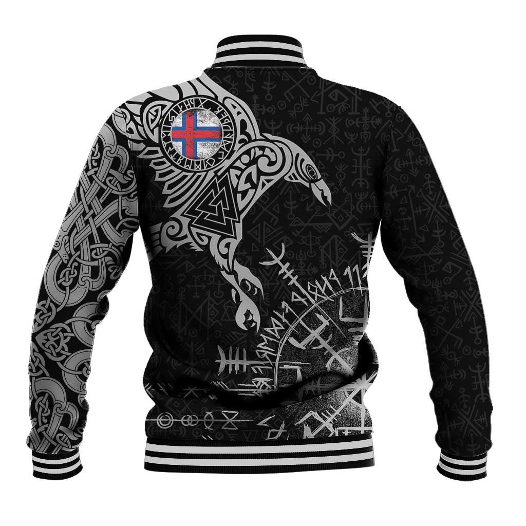 Faroe Islands Viking Ravens Baseball Jacket Vegvisir Runes Pattern - Wonder Print Shop