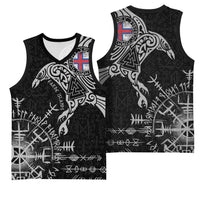 Faroe Islands Viking Ravens Basketball Jersey Vegvisir Runes Pattern - Wonder Print Shop