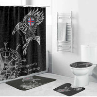Faroe Islands Viking Ravens Bathroom Set Vegvisir Runes Pattern - Wonder Print Shop