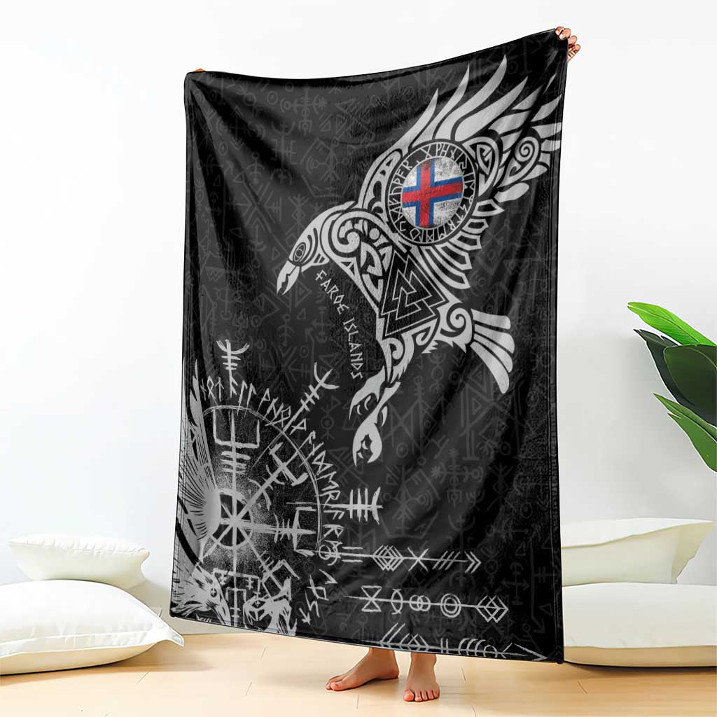 Faroe Islands Viking Ravens Blanket Vegvisir Runes Pattern - Wonder Print Shop