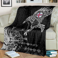 Faroe Islands Viking Ravens Blanket Vegvisir Runes Pattern - Wonder Print Shop