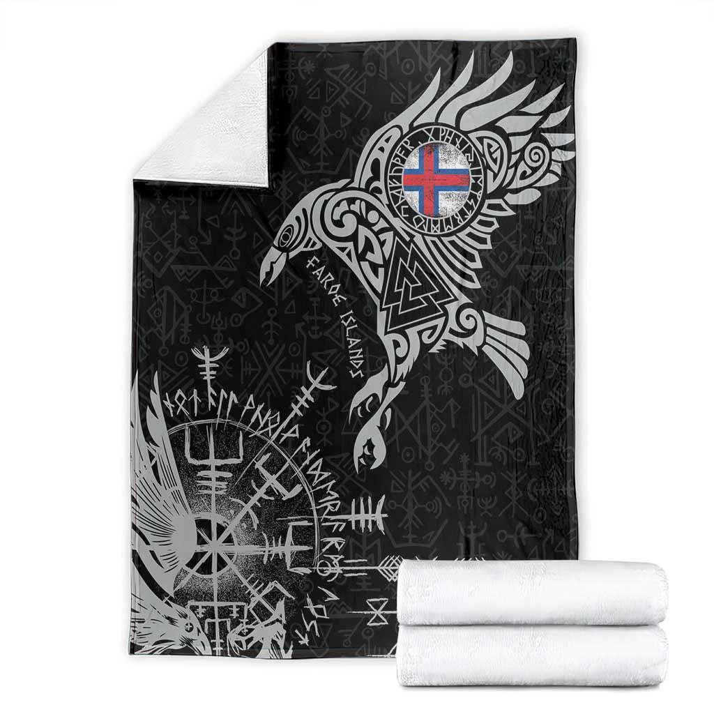Faroe Islands Viking Ravens Blanket Vegvisir Runes Pattern - Wonder Print Shop