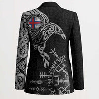 Faroe Islands Viking Ravens Blazer Vegvisir Runes Pattern - Wonder Print Shop